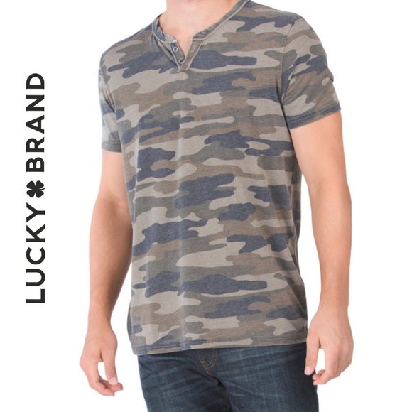Lucky Brand Other - NWT LUCKY BRAND Venice Burnout Notch Neck Camo Print Ultra Soft Cotton T-Shitrt